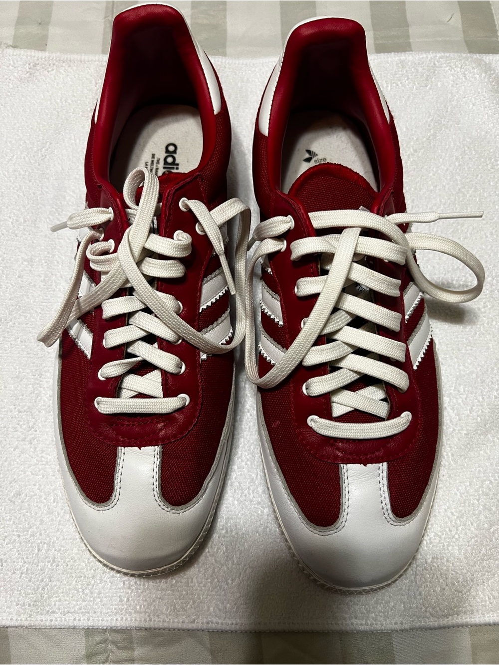 adidas Red and White Low-Top Sneakers with Trefoil Insole